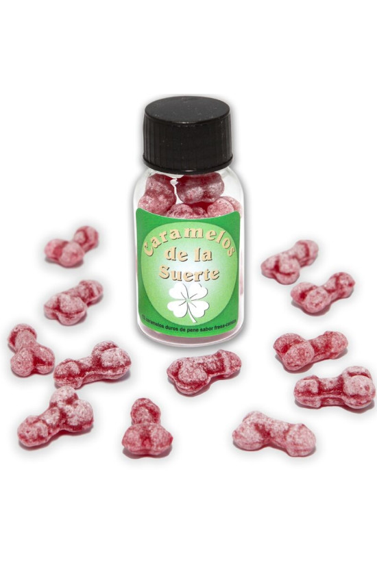 DIABLO PICANTE - 12 CARAMELLE PORTAFORTUNA A FORMA DI PENE FRAGOLA/CILIEGIA