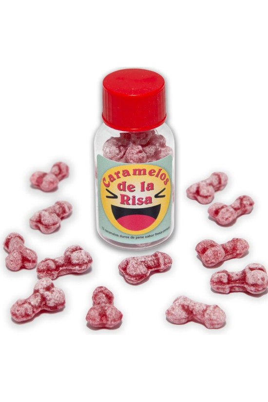 DIABLO PICANTE - 12 CARAMELLE RISATE A FORMA DI PENE FRAGOLA/CILIEGIA