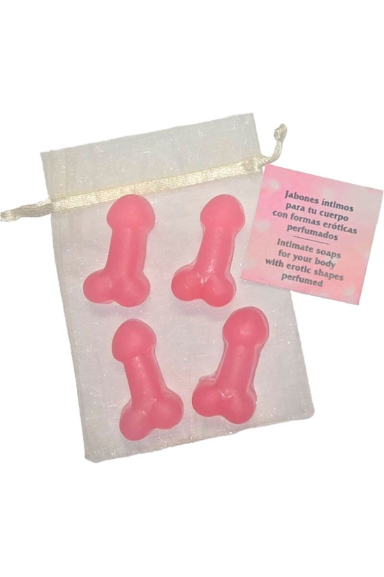DIABLO PICANTE - 4 MINI SAPONI PROFUMATI A FORMA DI PENE ROSA
