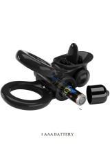 PRETTY LOVE - PASSIONATE RING DOPPIO ANELLO VIBRANTE + STIMOLATORE CLITORIDE NERO