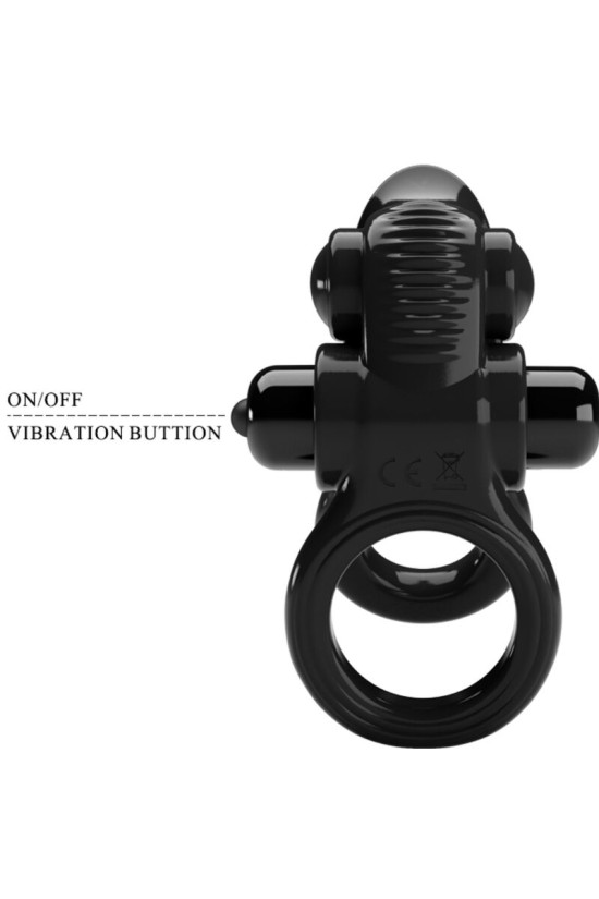 PRETTY LOVE - PASSIONATE RING DOPPIO ANELLO VIBRANTE + STIMOLATORE CLITORIDE NERO