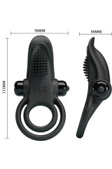 PRETTY LOVE - DOPPIO ANELLO VIBRANTE + STIMOLATORE CLITORIDEO 10 VIBRAZIONI NERO