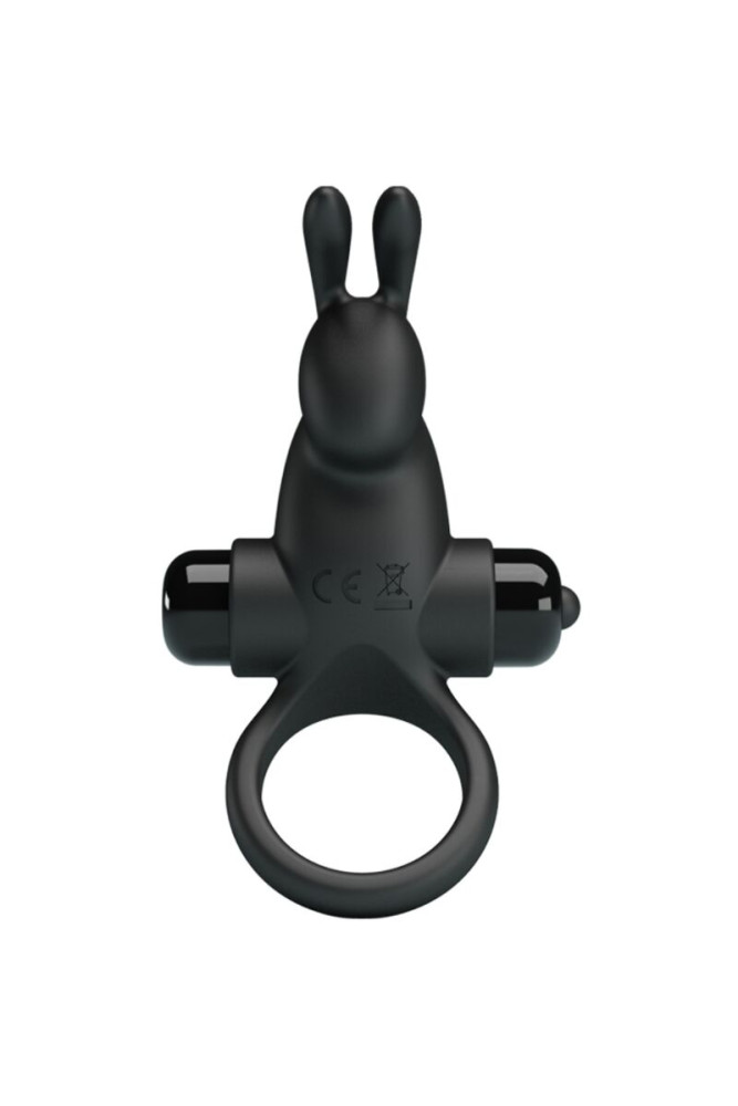 PRETTY LOVE - ANELLO VIBRANTE + STIMOLATORE CLITORIDEO CONIGLIO 10 VIBRAZIONI NERO