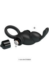 PRETTY LOVE - ANELLO VIBRANTE + STIMOLATORE CLITORIDEO CONIGLIO 10 VIBRAZIONI NERO