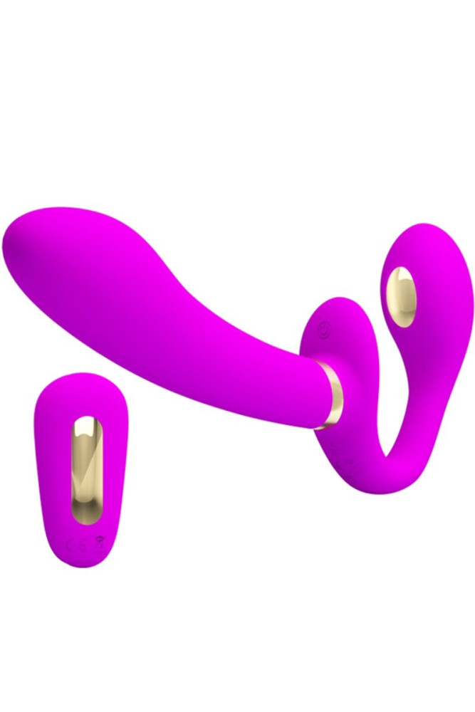 PRETTY LOVE - THUNDERBIRD DOPPIO VIBRATORE CON STRAP-ON E TELECOMANDO VIOLA