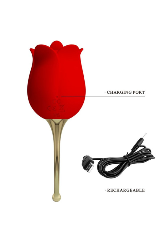 PRETTY LOVE - ROSE LOVER STIMOLATORE CLITORIDEO ROSE 12 VIBRAZIONI ROSSO