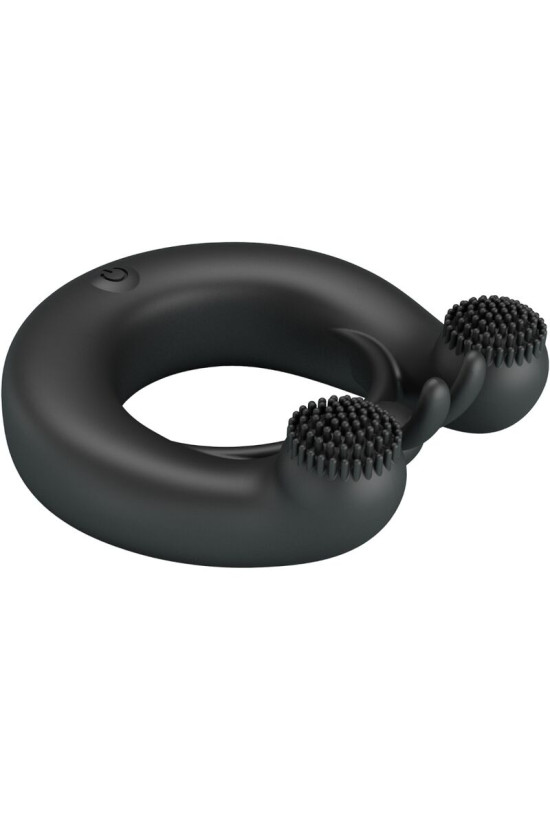 PRETTY LOVE - ANELLO VIBRANTE DAHLIA + STIMOLATORE CLITORIDEO 12 VIBRAZIONI NERO