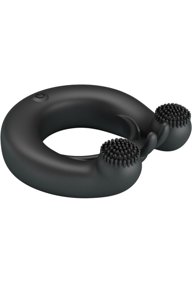 PRETTY LOVE - ANELLO VIBRANTE DAHLIA + STIMOLATORE CLITORIDEO 12 VIBRAZIONI NERO