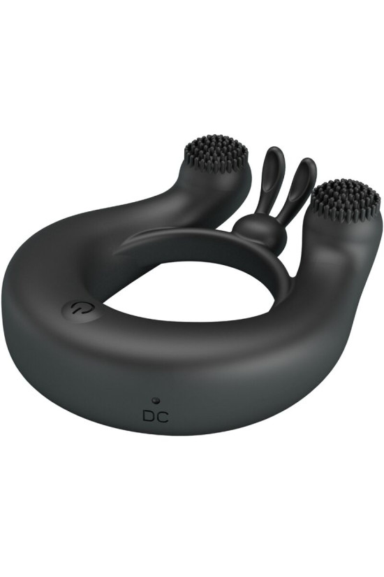 PRETTY LOVE - ANELLO VIBRANTE DAHLIA + STIMOLATORE CLITORIDEO 12 VIBRAZIONI NERO