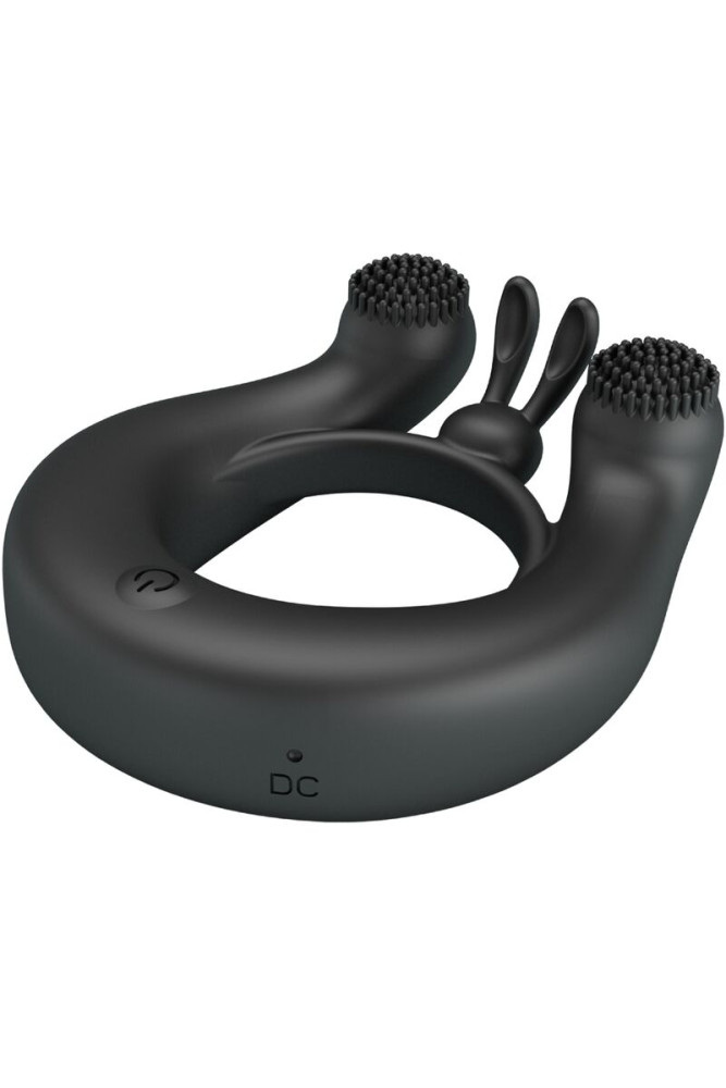 PRETTY LOVE - ANELLO VIBRANTE DAHLIA + STIMOLATORE CLITORIDEO 12 VIBRAZIONI NERO