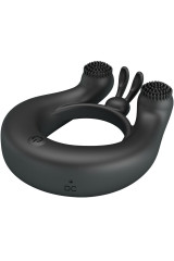 PRETTY LOVE - ANELLO VIBRANTE DAHLIA + STIMOLATORE CLITORIDEO 12 VIBRAZIONI NERO