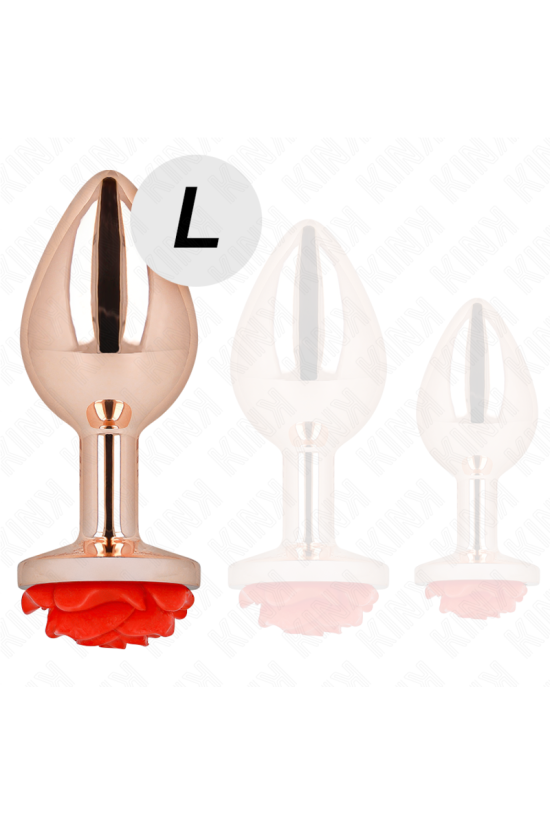 KINK - PLUG ANALE IN ORO ROSA CON ROSA ROSSA L