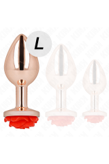 KINK - PLUG ANALE IN ORO ROSA CON ROSA ROSSA L