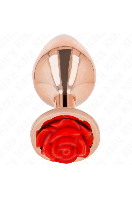 KINK - PLUG ANALE IN ORO ROSA CON ROSA ROSSA M