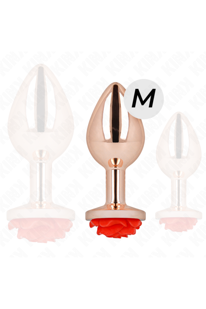KINK - PLUG ANALE IN ORO ROSA CON ROSA ROSSA M