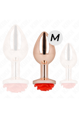 KINK - PLUG ANALE IN ORO ROSA CON ROSA ROSSA M