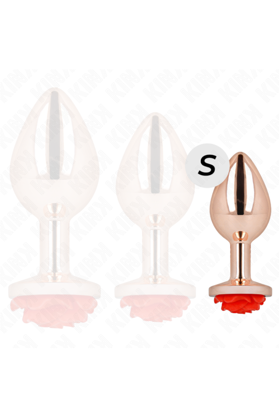 KINK - PLUG ANALE IN ORO ROSA CON ROSA ROSSA S