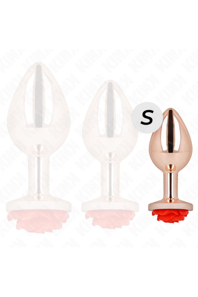 KINK - PLUG ANALE IN ORO ROSA CON ROSA ROSSA S