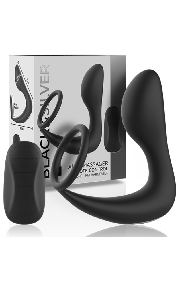 BLACK&SILVER - MASSAGGIATORE ANALE CON TELECOMANDO RICARICABILE IN SILICONE NERO