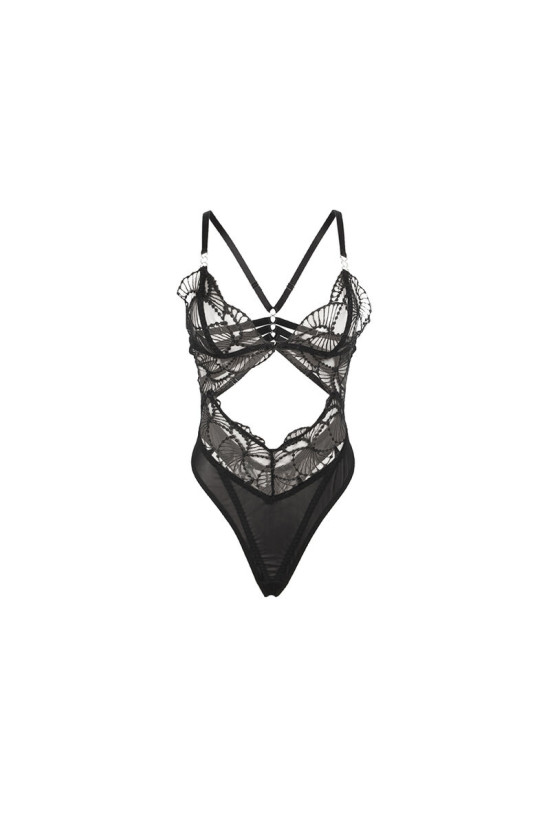 SUBBLIME - 955229 BODY TRASPARENTE CON PIZZO CAVATO NERO L/XL