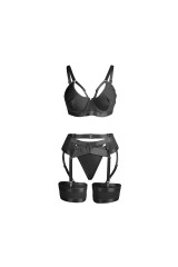 SUBBLIME - 955243 REGGISENO BONDAGE NERO CON GIARRETTIERA L/XL