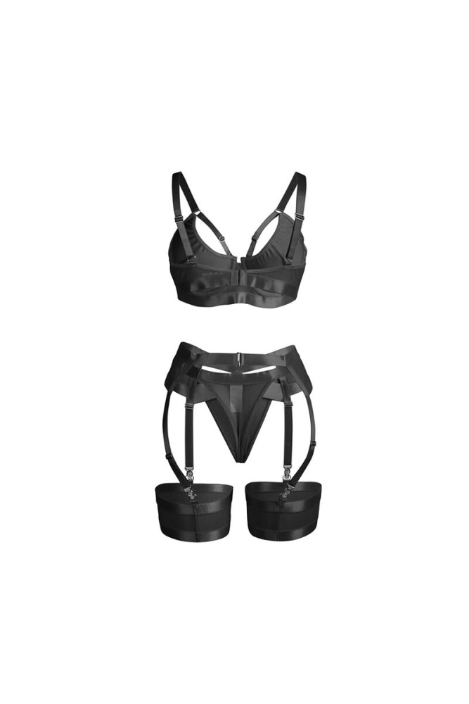 SUBBLIME - 955243 REGGISENO BONDAGE NERO CON GIARRETTIERA L/XL