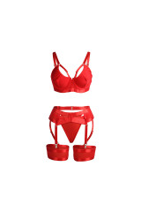 SUBBLIME - 955250 REGGISENO BONDAGE ROSSO CON GIARRETTIERA S/M