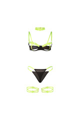 SUBBLIME - 955281 COMPLETO REGGISENO CON COLLANA E DETTAGLI GAMBA VERDE FLUO L/XL