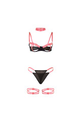 SUBBLIME - 955298 COMPLETO REGGISENO CON COLLANA E DETTAGLI GAMBA ROSA FLUO S/M