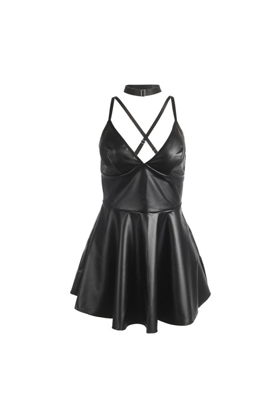 SUBBLIME - 955373 ABITO CON SPALLINE IN PELLE NERA S/M