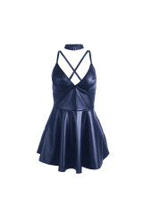 SUBBLIME - 955427 ABITO CON SPALLINE IN PELLE BLU L/XL