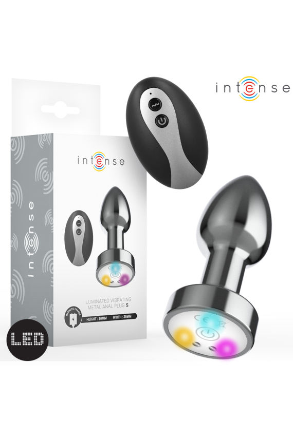 INTENSE - PLUG ANALE VIBRANTE IN METALLO CON LUCI LED E TELECOMANDO - TAGLIA S