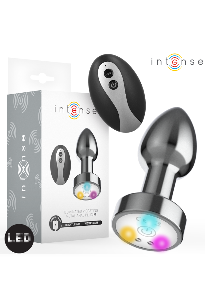 INTENSE - PLUG ANALE VIBRANTE IN METALLO CON LUCI LED E TELECOMANDO - TAGLIA M