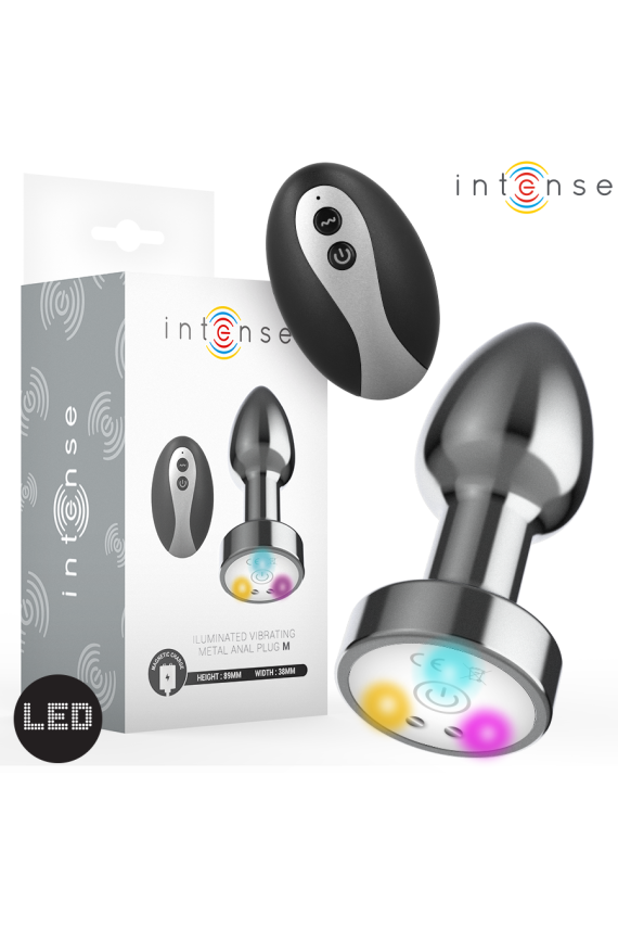 INTENSE - PLUG ANALE VIBRANTE IN METALLO CON LUCI LED E TELECOMANDO - TAGLIA M