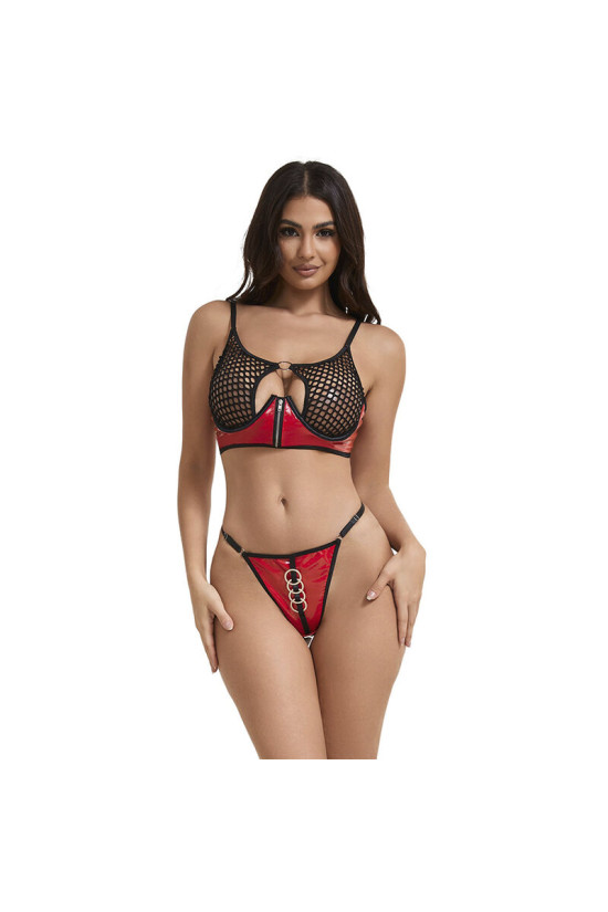 SUBBLIME - 955533 REGGISENO IN VERNICE ROSSA CON CERNIERA E REGGISENO A RETINO S/M