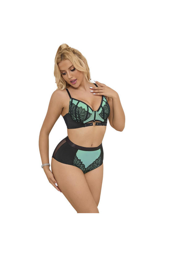 SUBBLIME - 955557 SET REGGISENO IN VERNICE VERDE CON CERNIERA S/M