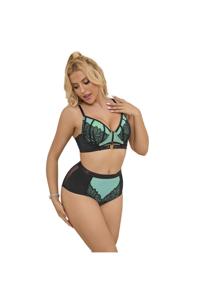 SUBBLIME - 955557 SET REGGISENO IN VERNICE VERDE CON CERNIERA S/M