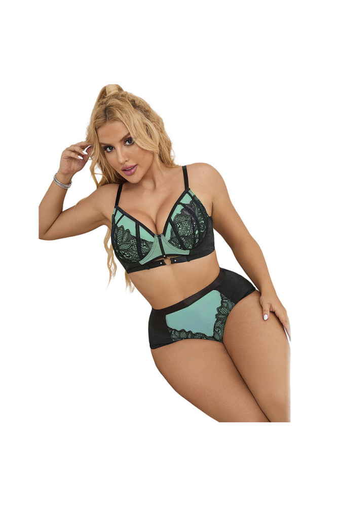 SUBBLIME - 955557 SET REGGISENO IN VERNICE VERDE CON CERNIERA S/M