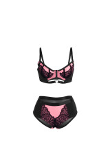 SUBBLIME - 955571 SET REGGISENO IN VERNICE ROSA CON CERNIERA E REGGISENO A RETINO S/M