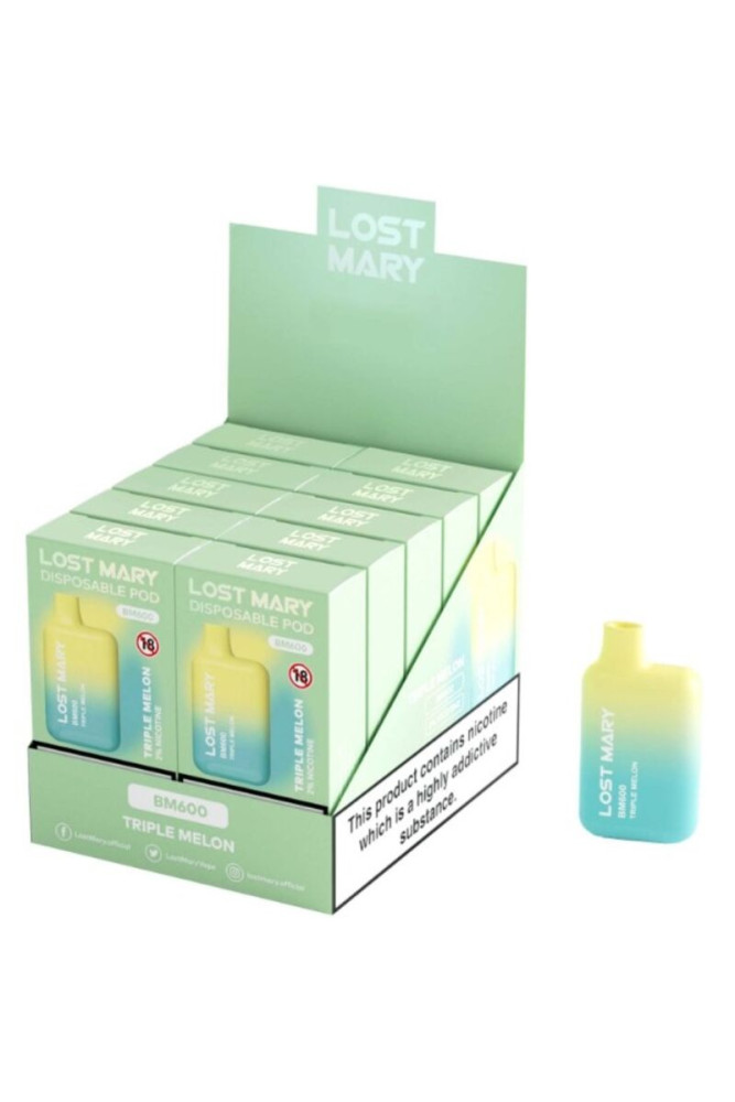 LOST MARY - BM600 NICOTINA VAPER 2% MONOUSO TRIPLO MELONE