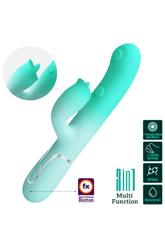 PRETTY LOVE - VIBRATORE MULTIFUNZIONE CONIGLIO GIGI VERDE ACQUA