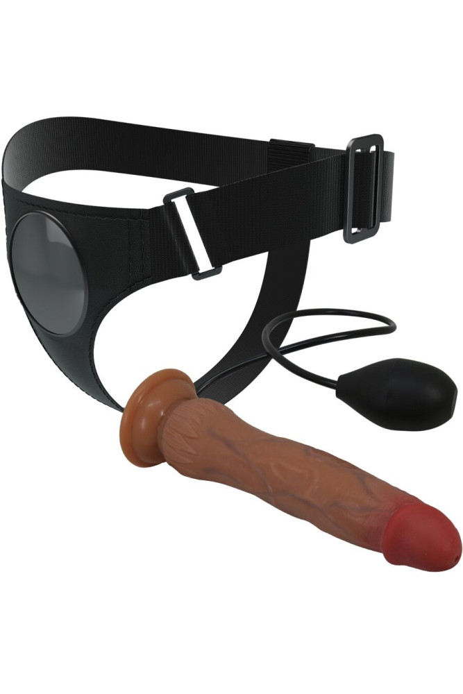 PRETTY LOVE - KYTON UNIVERSAL HARNESS SLIP CON DILDO SQUIRTING 19 CM MULATO