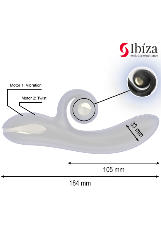 IBIZA - VIBRATORE TWISTER CON STIMOLATORE CURVA E VIBRO-ROTAZIONE