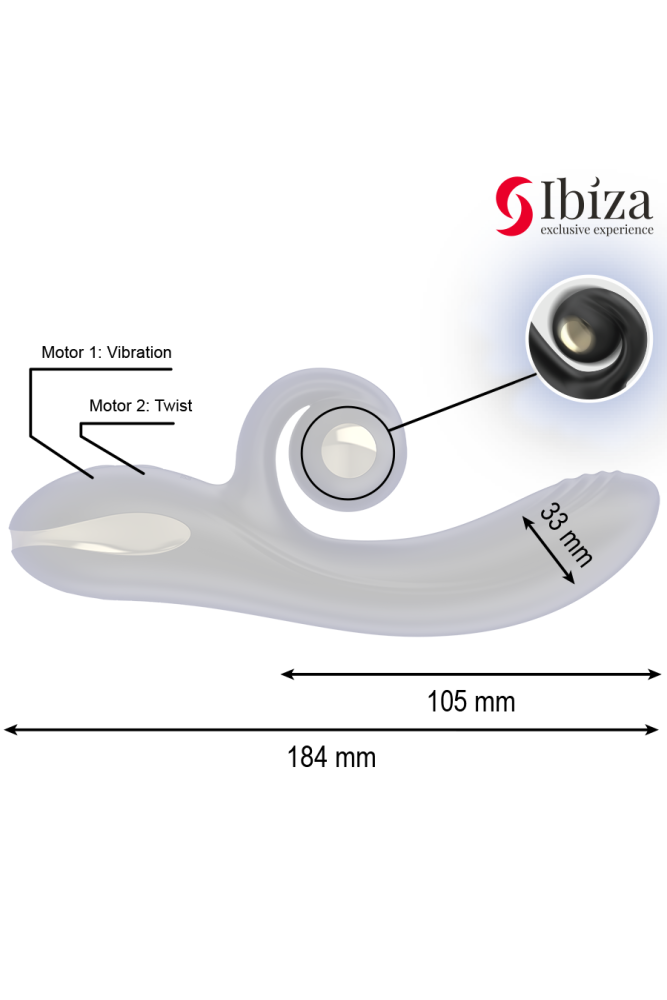 IBIZA - VIBRATORE TWISTER CON STIMOLATORE CURVA E VIBRO-ROTAZIONE