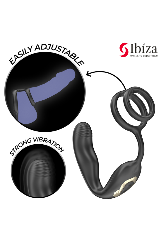 IBIZA - WIGGLE PLUG ANALE ROTANTE TELECOMANDATO CON VIBRAZIONE PERINEALE E ANELLI PER L'ESTENSIONE DEL PENE
