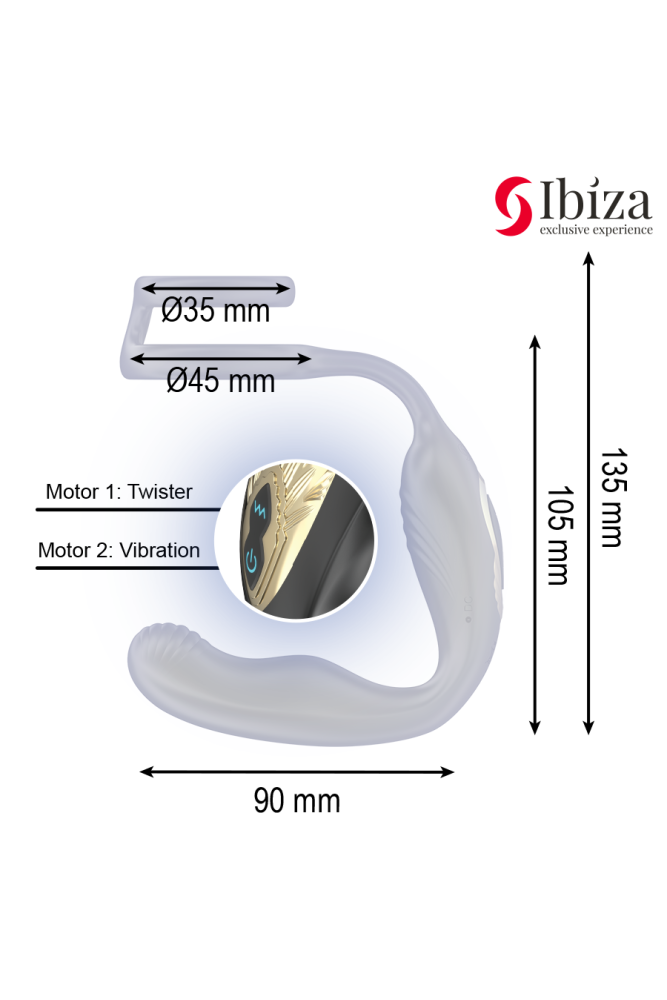 IBIZA - WIGGLE PLUG ANALE ROTANTE TELECOMANDATO CON VIBRAZIONE PERINEALE E ANELLI PER L'ESTENSIONE DEL PENE