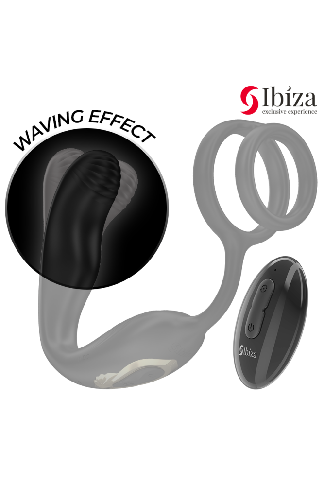 IBIZA - WIGGLE PLUG ANALE ROTANTE TELECOMANDATO CON VIBRAZIONE PERINEALE E ANELLI PER L'ESTENSIONE DEL PENE