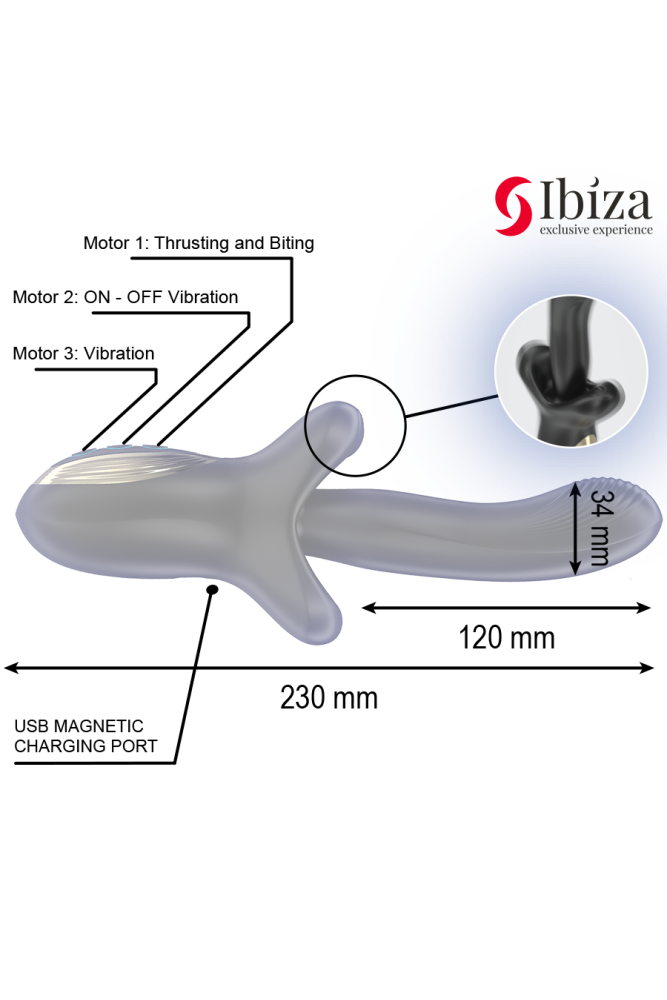 IBIZA - VIBRATORE POTENTE CON EFFETTO SPINTA E MORSO