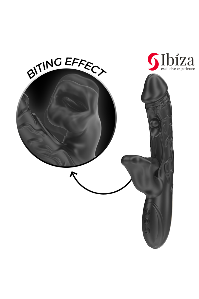 IBIZA - VIBRATORE E STIMOLATORE CLITORIDEO CON EFFETTO MORSO E ROTAZIONE