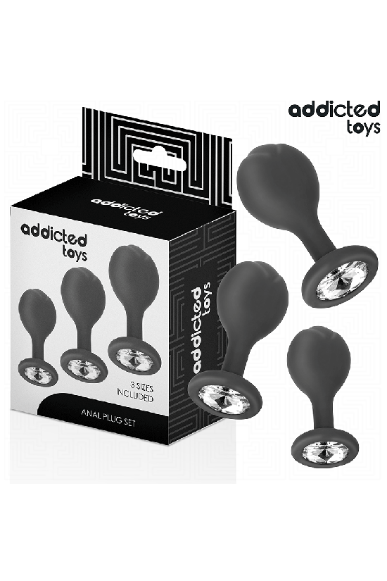 ADDICTED TOYS - SET DI 3 TAPPI ANALI CON GIOIELLO